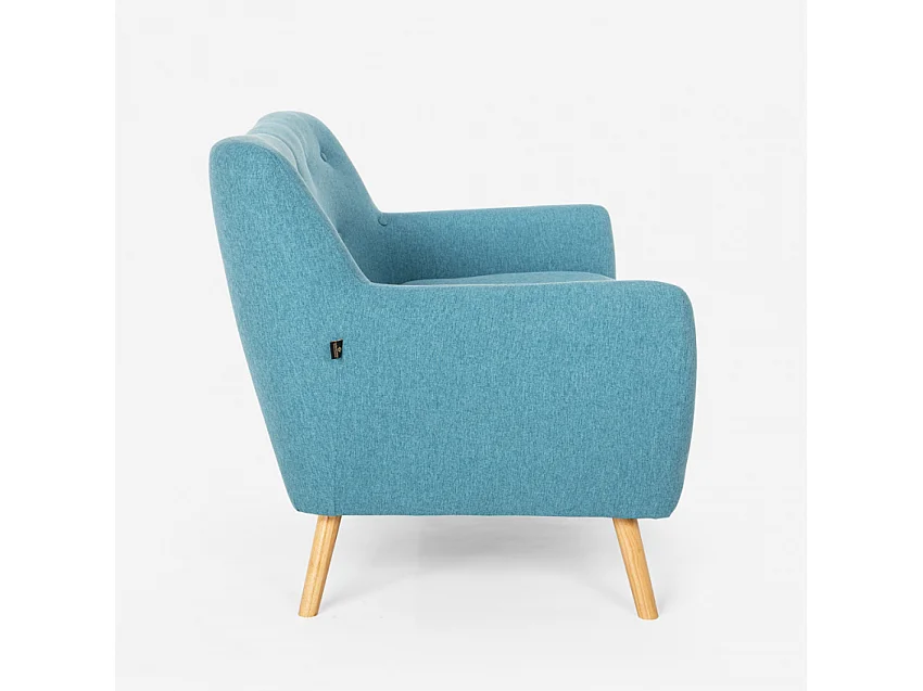 Juego de sofás sillón y sofá 2 plazas diseño escandinavo madera tejido Algot - Azul Marino