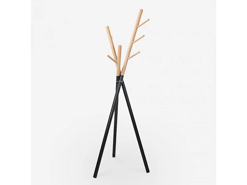 Appendiabiti da terra ingresso stile scandinavo legno metallo nero Zavest
