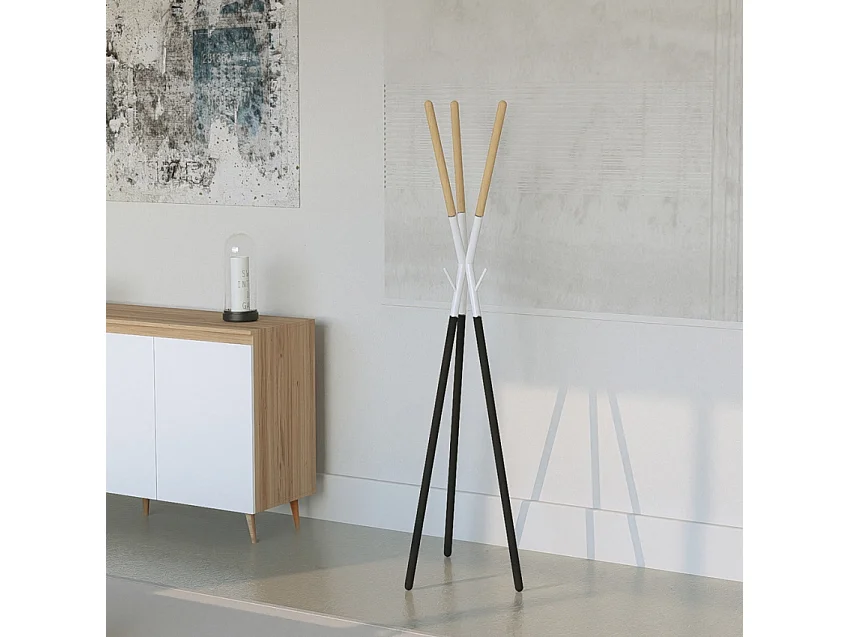 Perchero de pie moderno de estilo escandinavo madera metal Pakart
