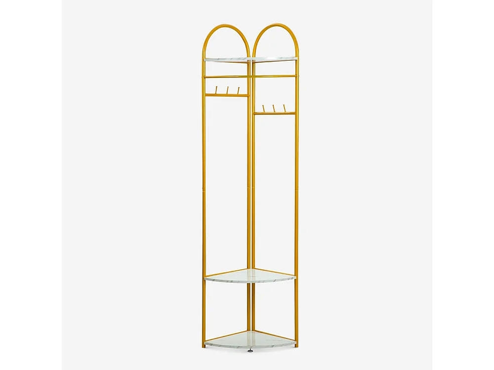 Appendiabiti angolare da terra per ingresso con ripiani salvaspazio Shiney - Gold