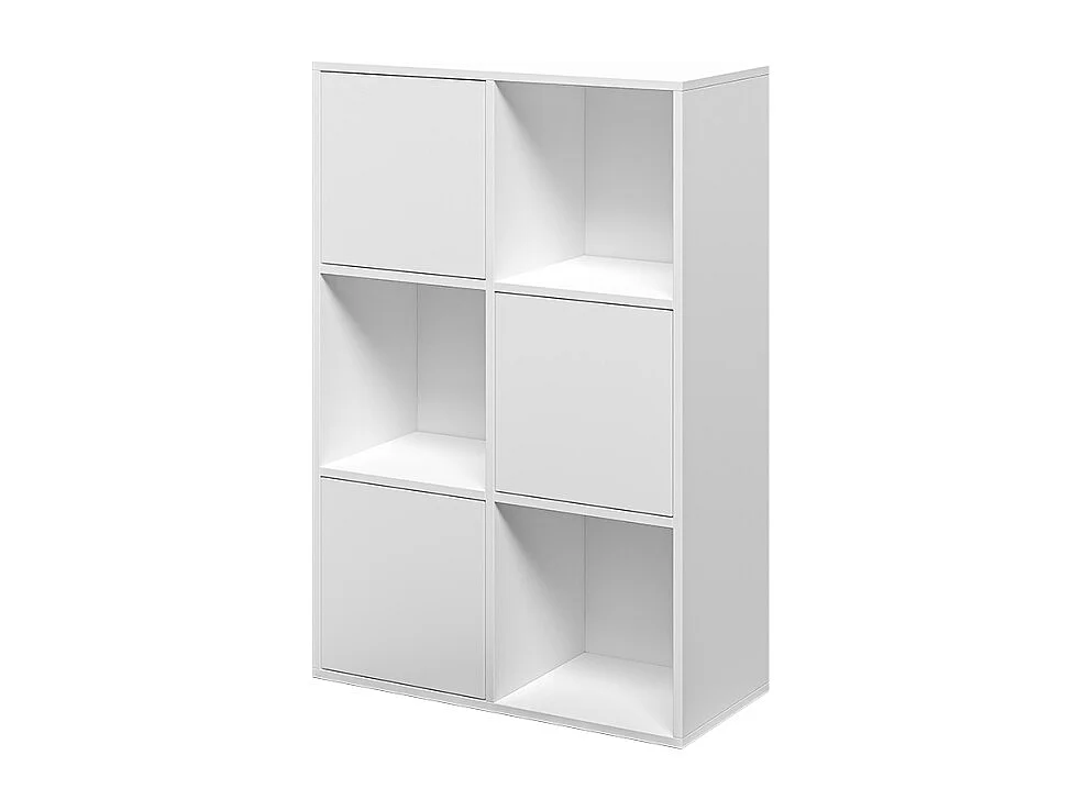 Bücherregal mit Türen Büromöbel 6 Fachböden weiß 65x30x97cm Ika 5