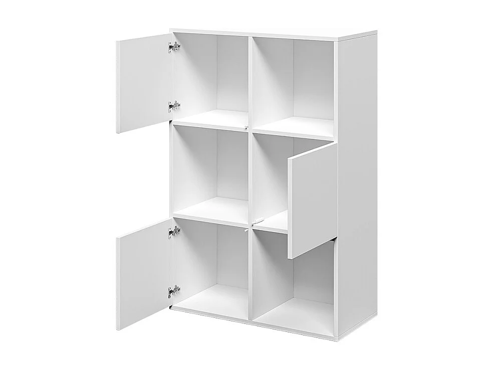 Bücherregal mit Türen Büromöbel 6 Fachböden weiß 65x30x97cm Ika 5