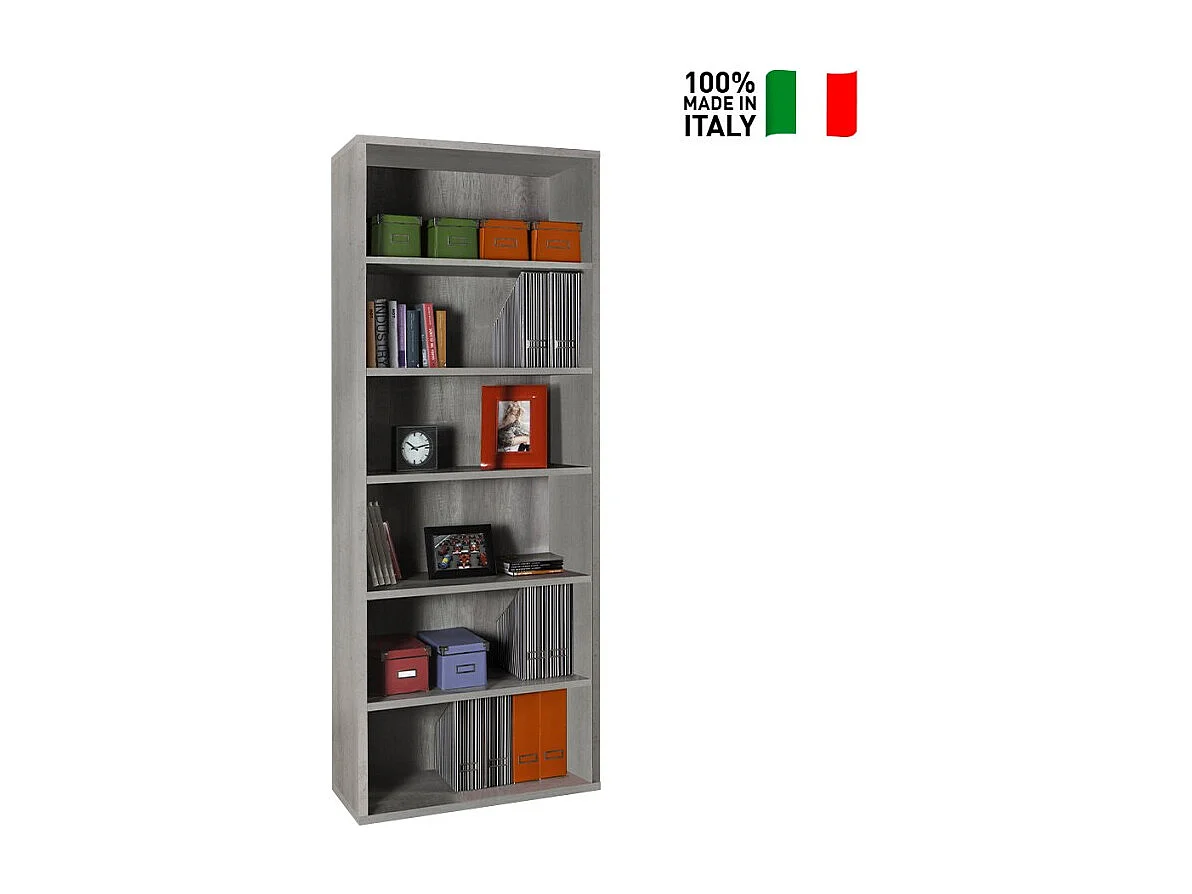 Estantería Librerìa alta color gris con 6 compartimentos para oficina y despacho Empire State