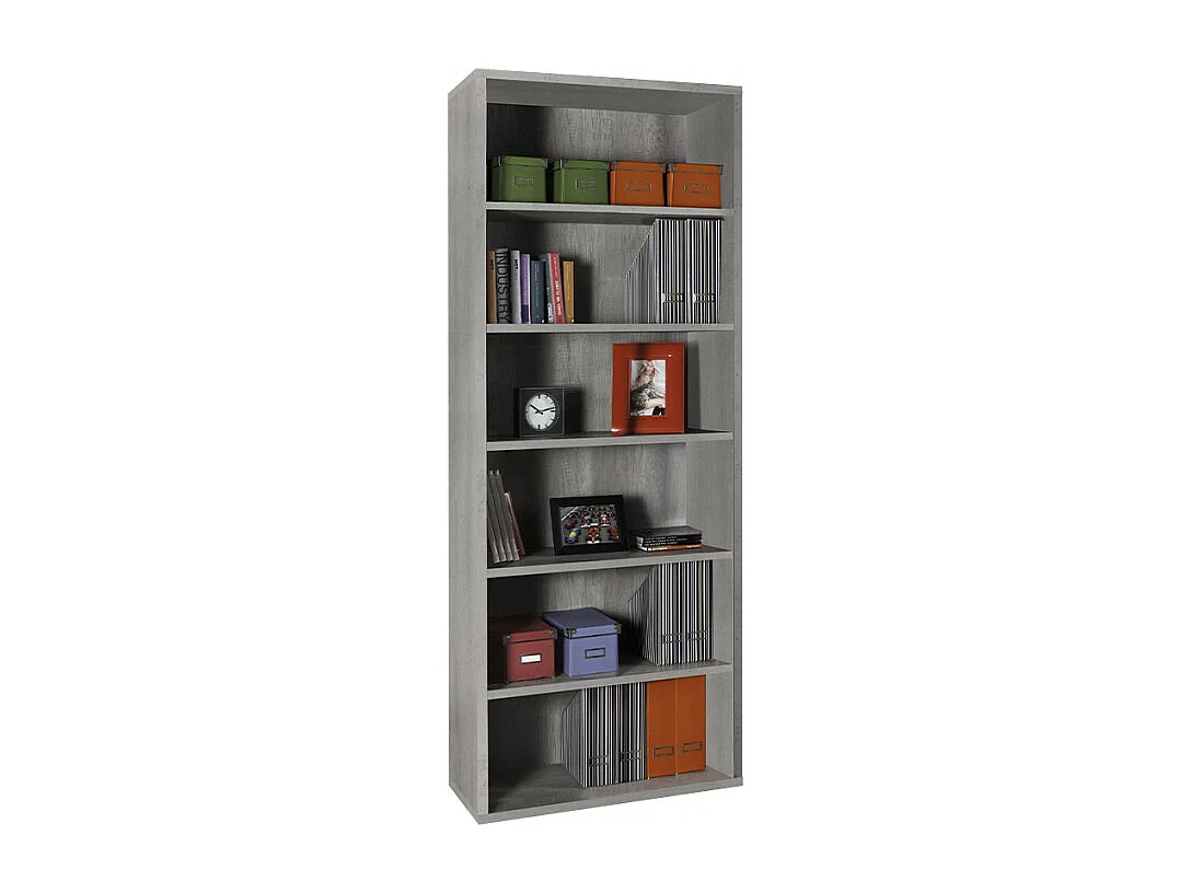 Estantería Librerìa alta color gris con 6 compartimentos para oficina y despacho Empire State