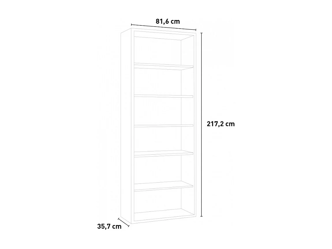Estantería Librerìa alta color gris con 6 compartimentos para oficina y despacho Empire State