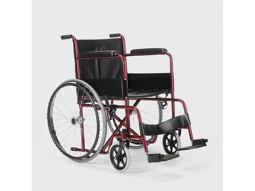 Violet Faltbarer Rollstuhl aus Stahl 15 kg für behinderte und ältere Menschen - Rot