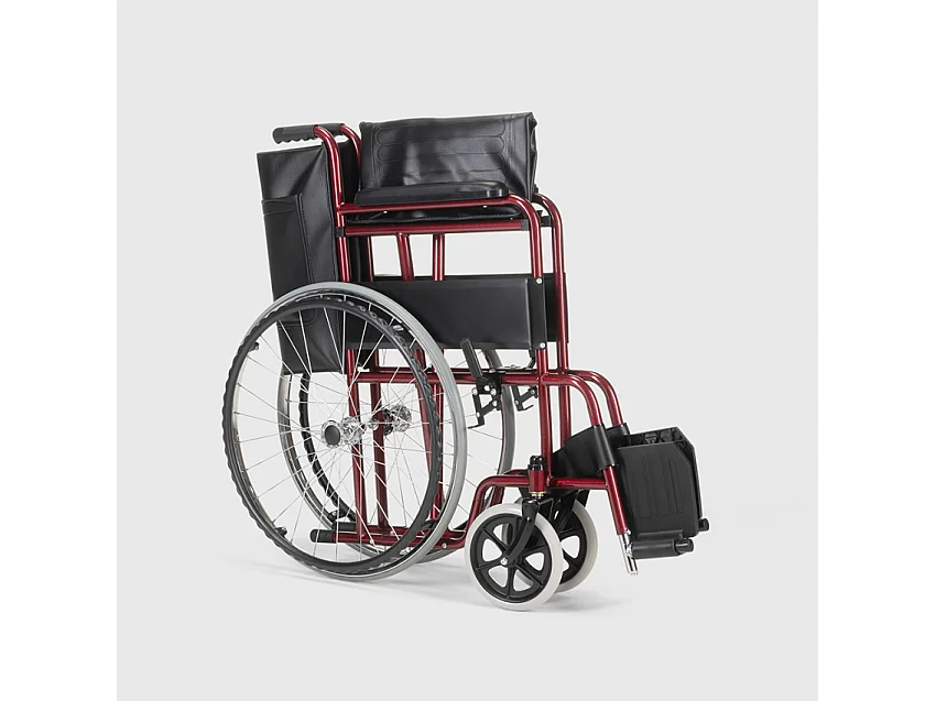 Violet Faltbarer Rollstuhl aus Stahl 15 kg für behinderte und ältere Menschen - Rot