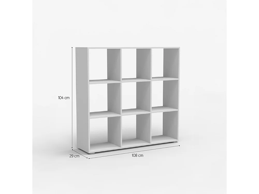 Libreria mobile bianca moderna in legno per soggiorno studio Wari