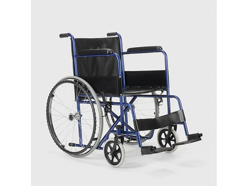 Violet Faltbarer Rollstuhl aus Stahl 15 kg für behinderte und ältere Menschen - Blau