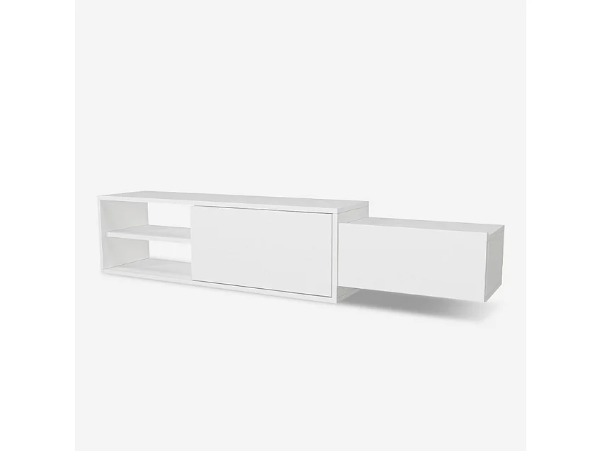 Mueble de salón para TV suspendido blanco con 2 puertas 160x30x33 cm Dione