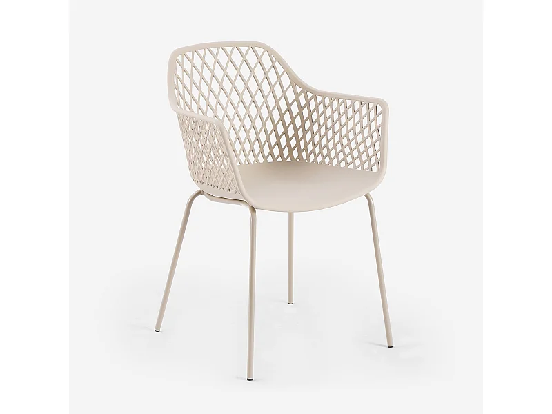 Moderne Garten-Außenstuhl mit Armlehnen aus Polypropylen Tzura - Beige