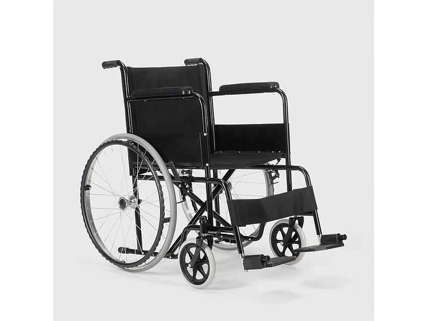 Silla de ruedas ortopédica plegable tela oxford discapacitados y ancianos Lily - Negro