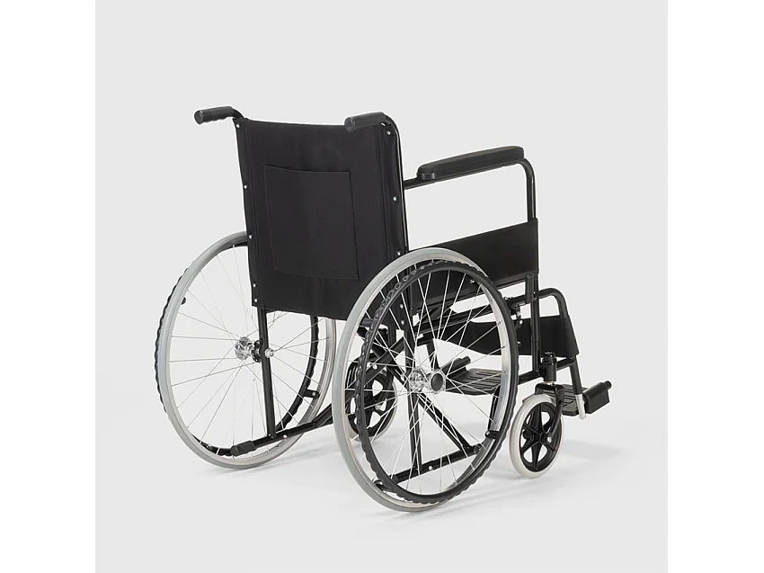 Silla de ruedas ortopédica plegable tela oxford discapacitados y ancianos Lily - Negro