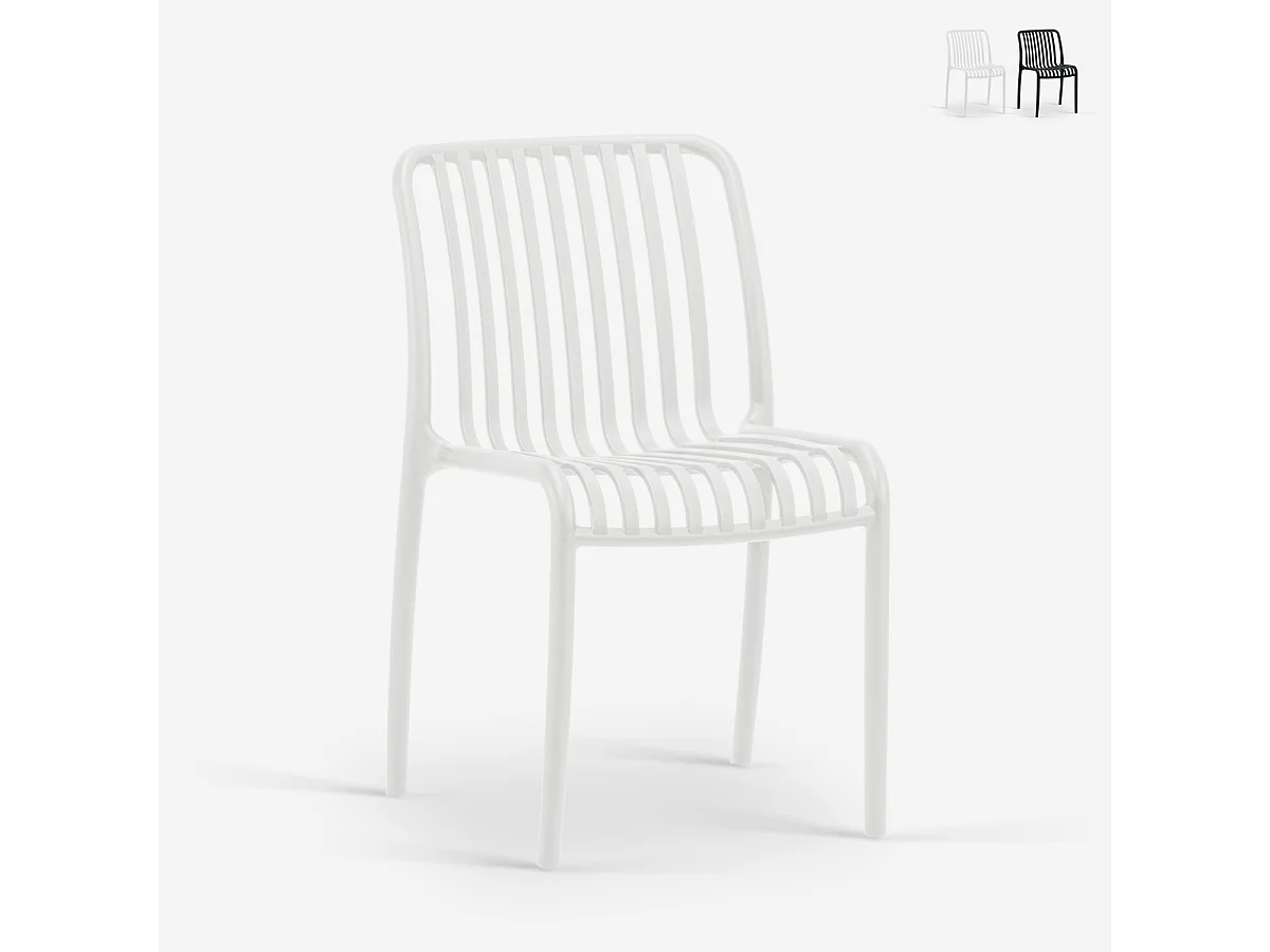 Stuhl draußen Garten modern schwarz weiß Polypropylen Sawas - Weiß