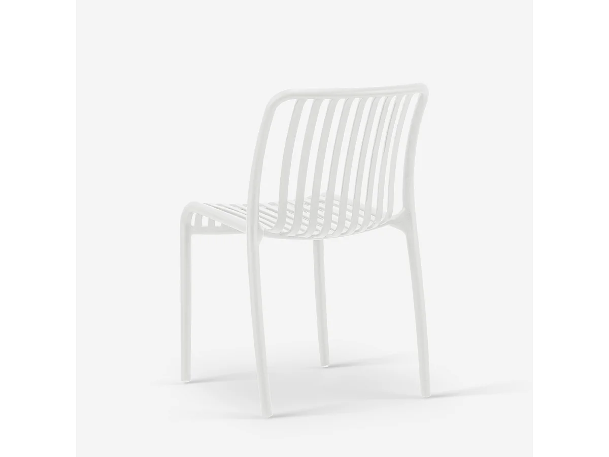 Stuhl draußen Garten modern schwarz weiß Polypropylen Sawas - Weiß