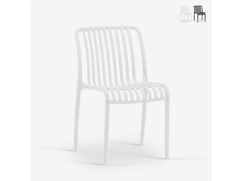 Stuhl draußen Garten modern schwarz weiß Polypropylen Sawas - Weiß