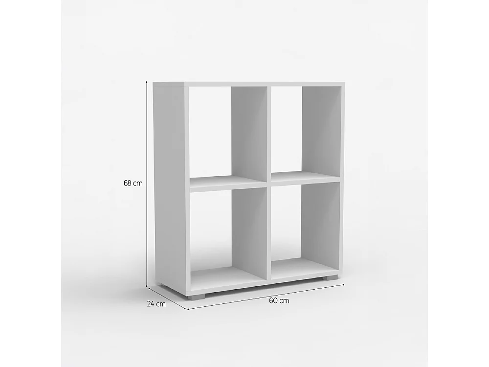 Bücherregal niedrig weiß grau modern für Büro Kinderzimmer Arkus - Weiß