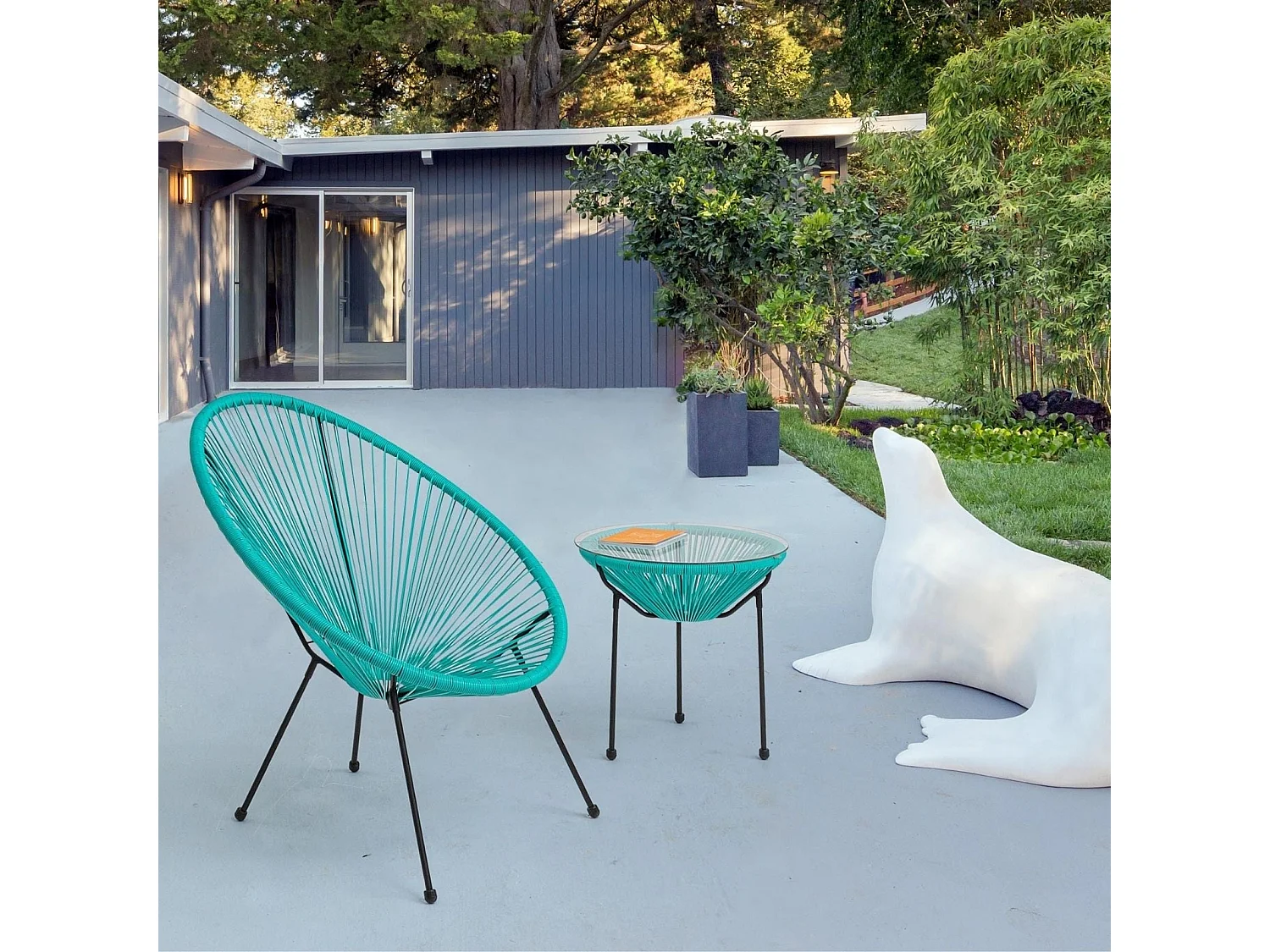 Sillón de exterior en cuerda diseño espagueti Parker YES - Negro