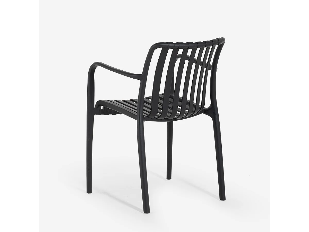 Moderne Gartenstuhl mit Armlehnen aus Polypropylen für den Außenbereich Simao - Schwarz