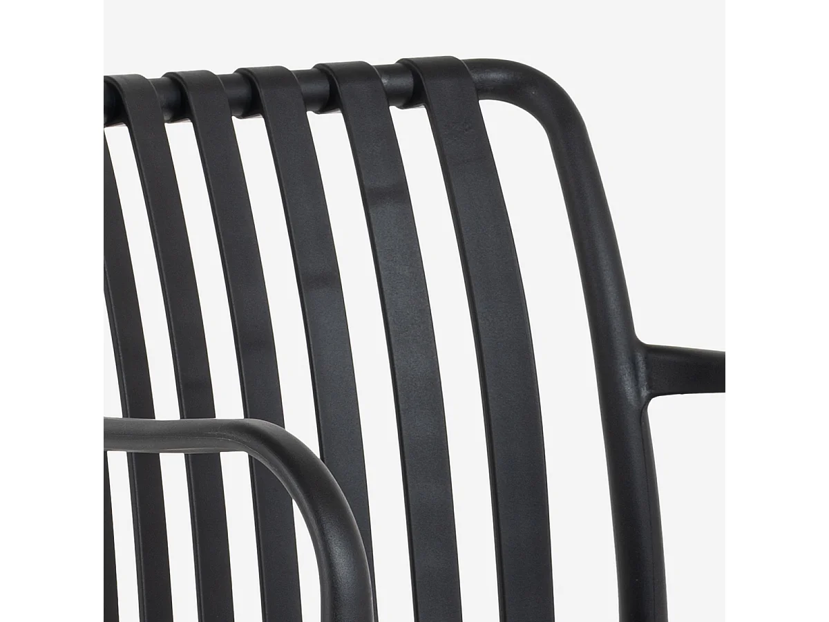 Moderne Gartenstuhl mit Armlehnen aus Polypropylen für den Außenbereich Simao - Schwarz