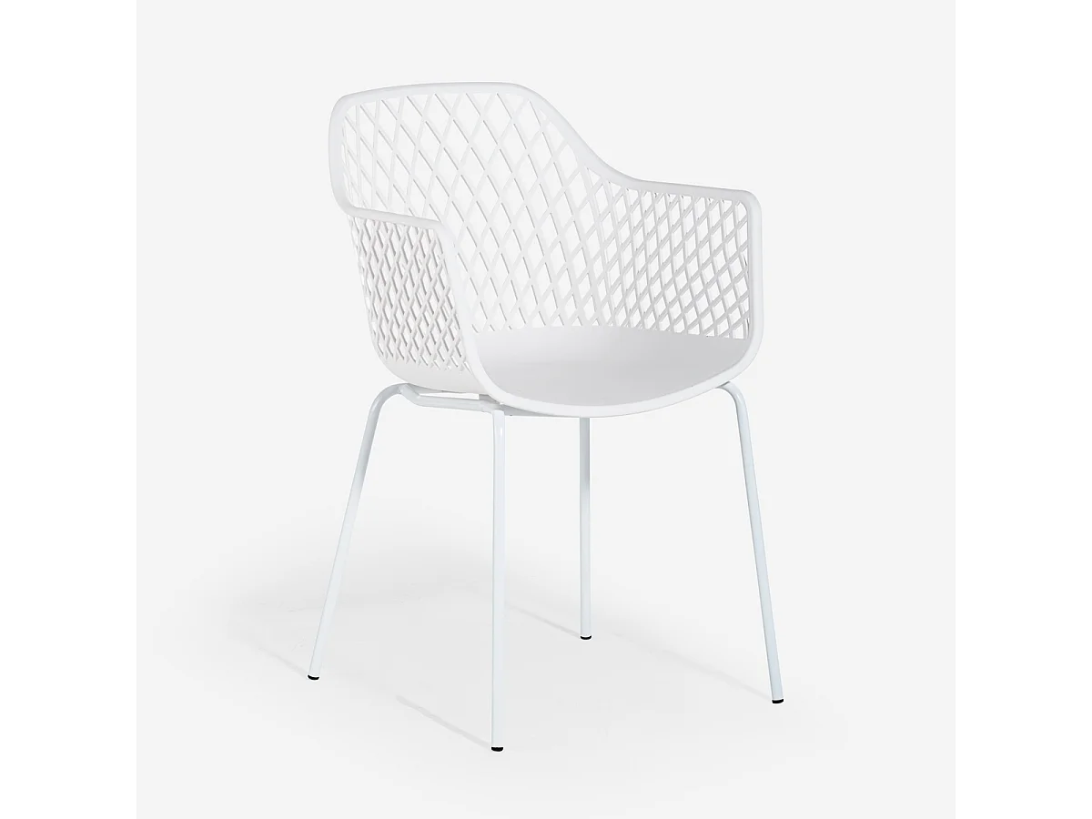Moderne Garten-Außenstuhl mit Armlehnen aus Polypropylen Tzura - Weiß