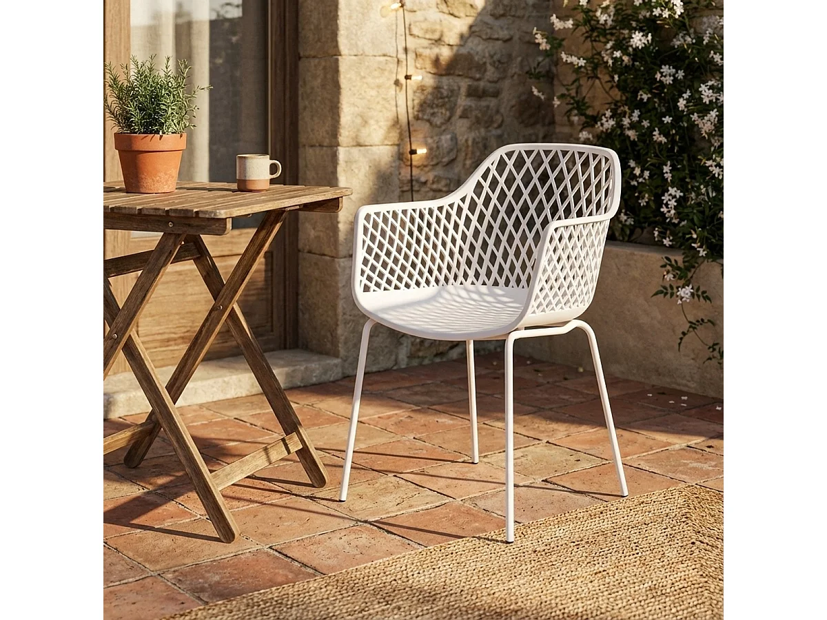 Moderne Garten-Außenstuhl mit Armlehnen aus Polypropylen Tzura - Weiß
