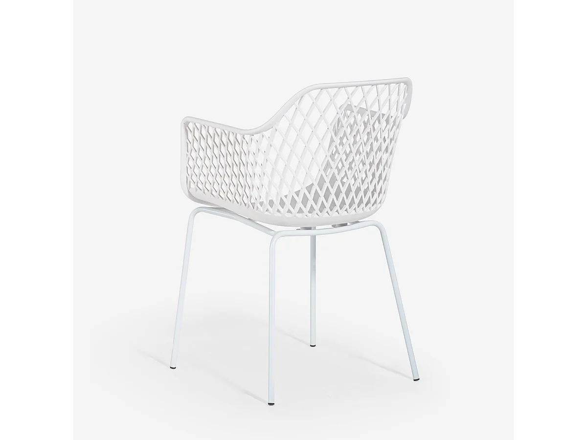 Moderne Garten-Außenstuhl mit Armlehnen aus Polypropylen Tzura - Weiß