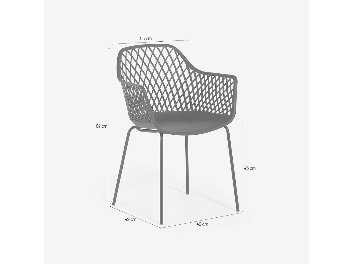 Moderne Garten-Außenstuhl mit Armlehnen aus Polypropylen Tzura - Weiß