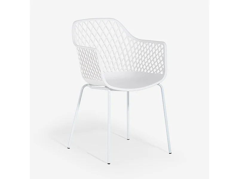 Moderne Garten-Außenstuhl mit Armlehnen aus Polypropylen Tzura - Weiß