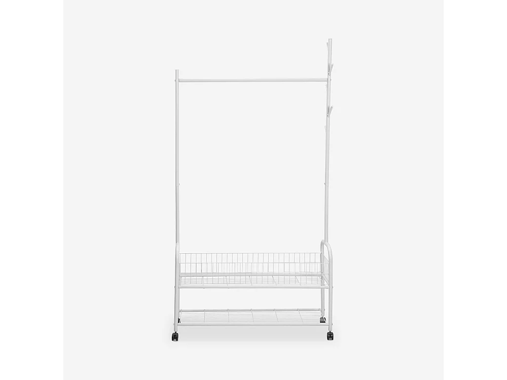 Appendiabiti con ruote carrello stand attaccapanni in metallo Lamy - Bianco