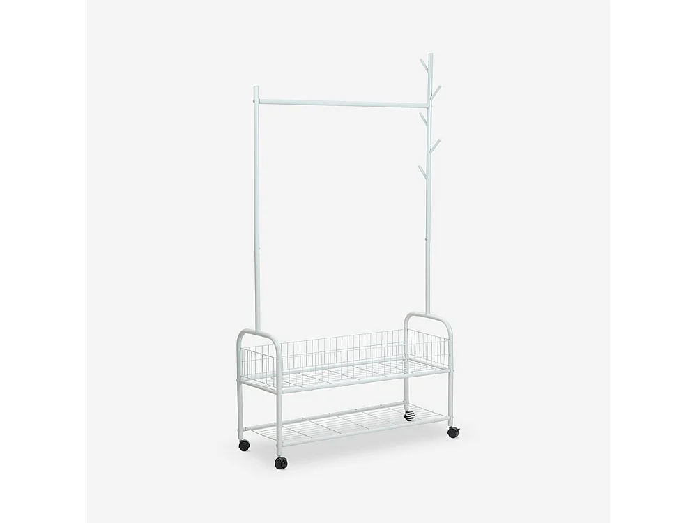Appendiabiti con ruote carrello stand attaccapanni in metallo Lamy - Bianco