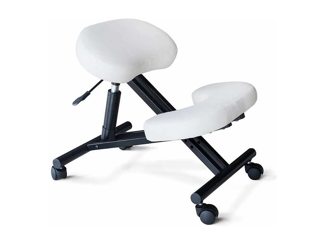 Ergonomischer Kniestuhl Bürohocker aus Metall mit Kissen Balancesteel - Weiß