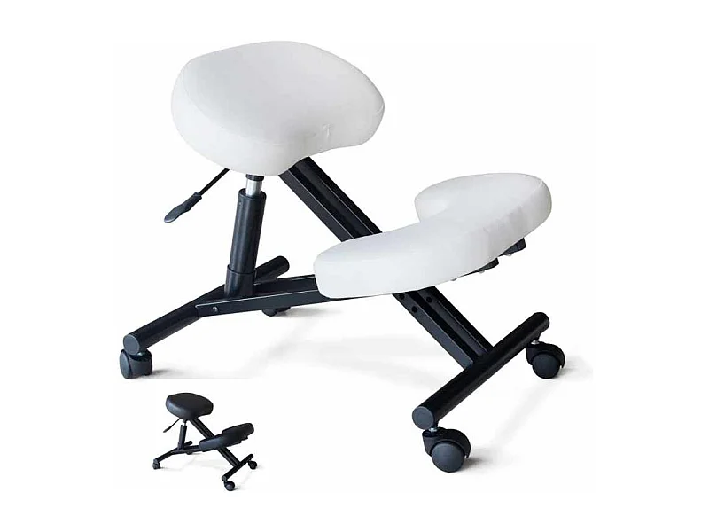 Ergonomischer Kniestuhl Bürohocker aus Metall mit Kissen Balancesteel - Weiß