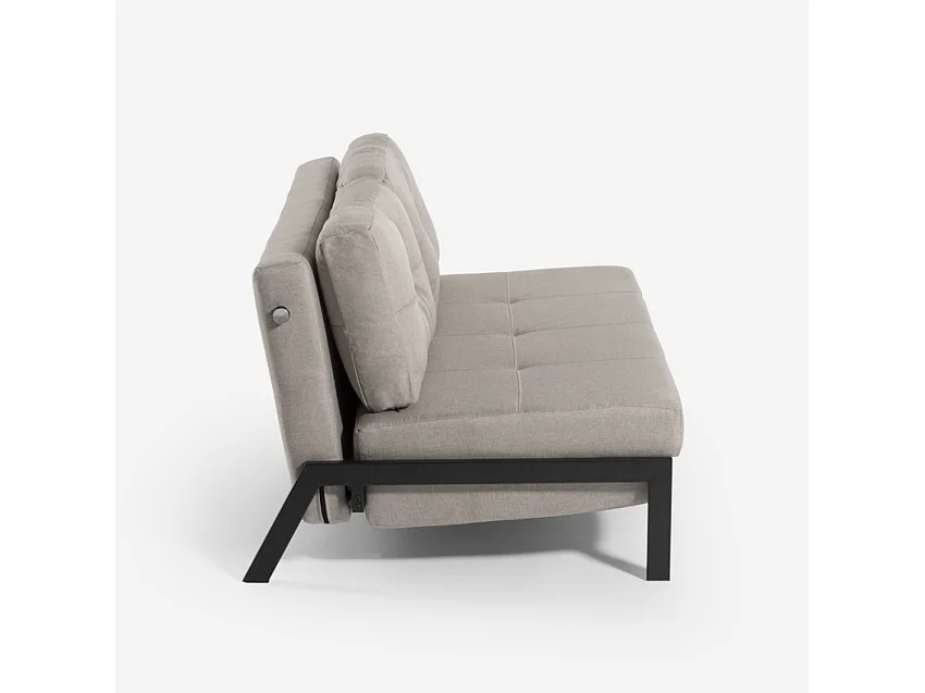 Conjunto de sillón plegable + sofá cama de dos plazas de tela Elysee - Gris