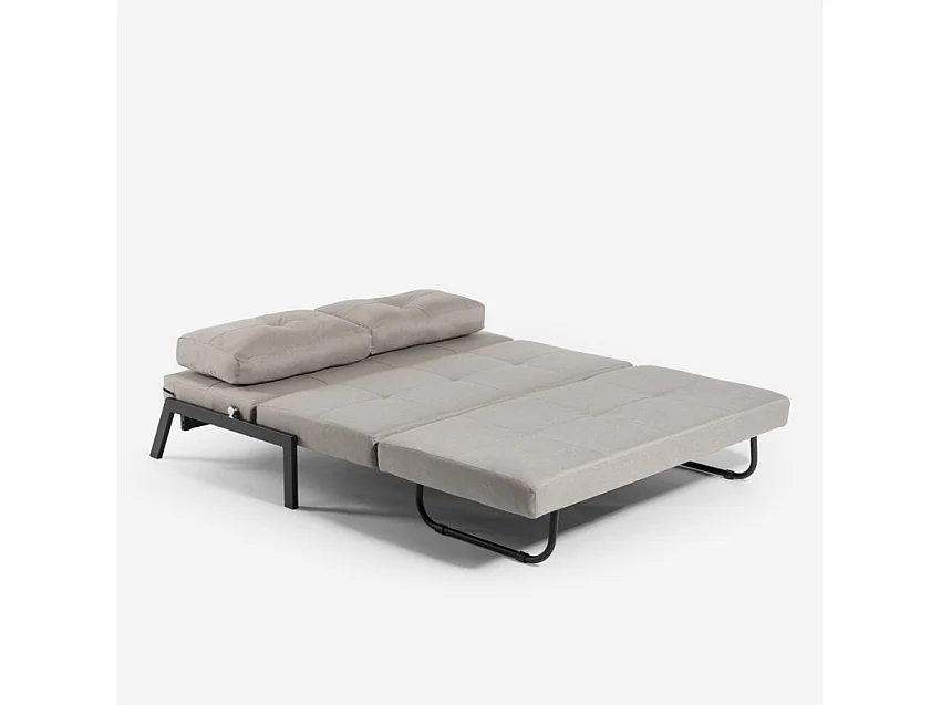Conjunto de sillón plegable + sofá cama de dos plazas de tela Elysee - Gris
