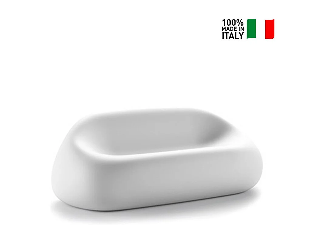 Sofá exterior 2 plazas diseño polietileno jardín terraza Gumball D1 - Blanco