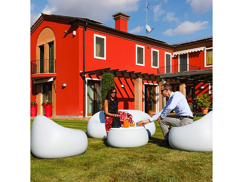 Sofá exterior 2 plazas diseño polietileno jardín terraza Gumball D1 - Blanco