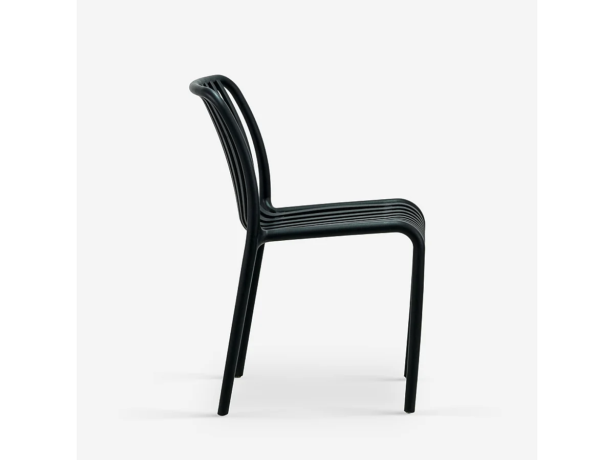 Stuhl draußen Garten modern schwarz weiß Polypropylen Sawas - Schwarz