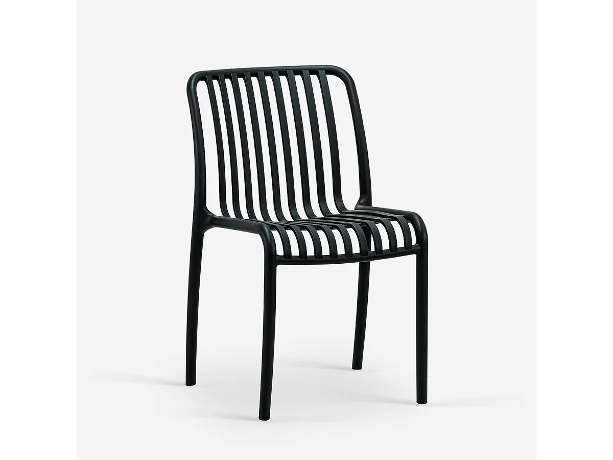 Stuhl draußen Garten modern schwarz weiß Polypropylen Sawas - Schwarz