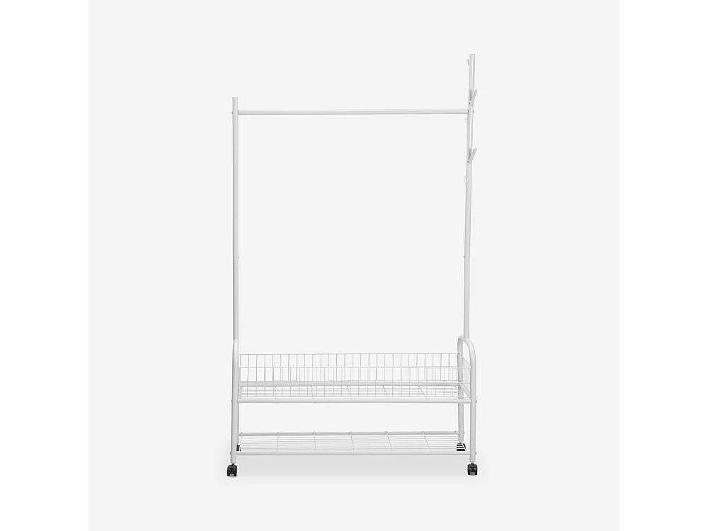 Stand carrello appendiabiti con ruote attaccapanni in metallo Lamy Plus - Bianco