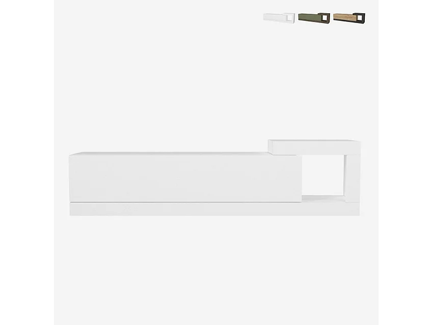 Mueble de TV suspendido de 150 cm para salón moderno con puerta abatible Volare - Blanco