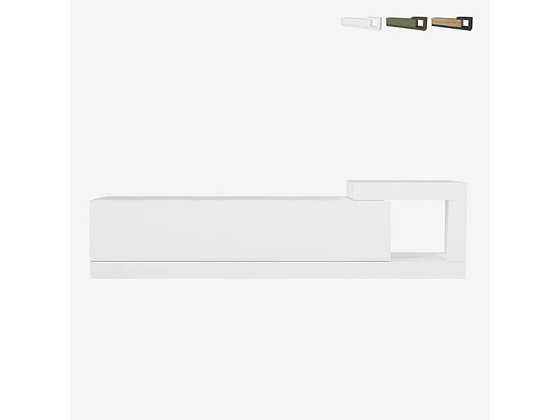 Mueble de TV suspendido de 150 cm para salón moderno con puerta abatible Volare - Blanco