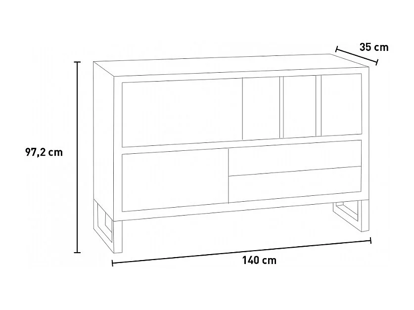 Cómoda aparador de estilo industrial para salón y dormitorio Melbourne