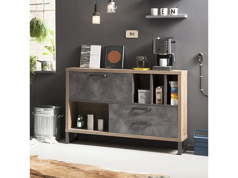 Cómoda aparador de estilo industrial para salón y dormitorio Melbourne