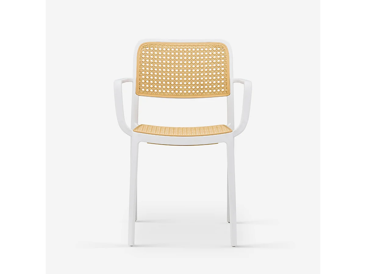 Stuhl Garten Küche aus Polypropylen mit Wiener Armlehnen Varmi - Weiß