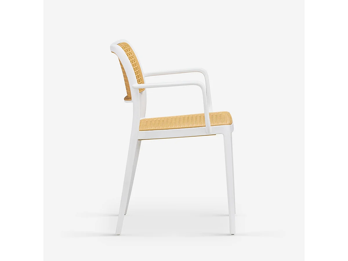 Stuhl Garten Küche aus Polypropylen mit Wiener Armlehnen Varmi - Weiß