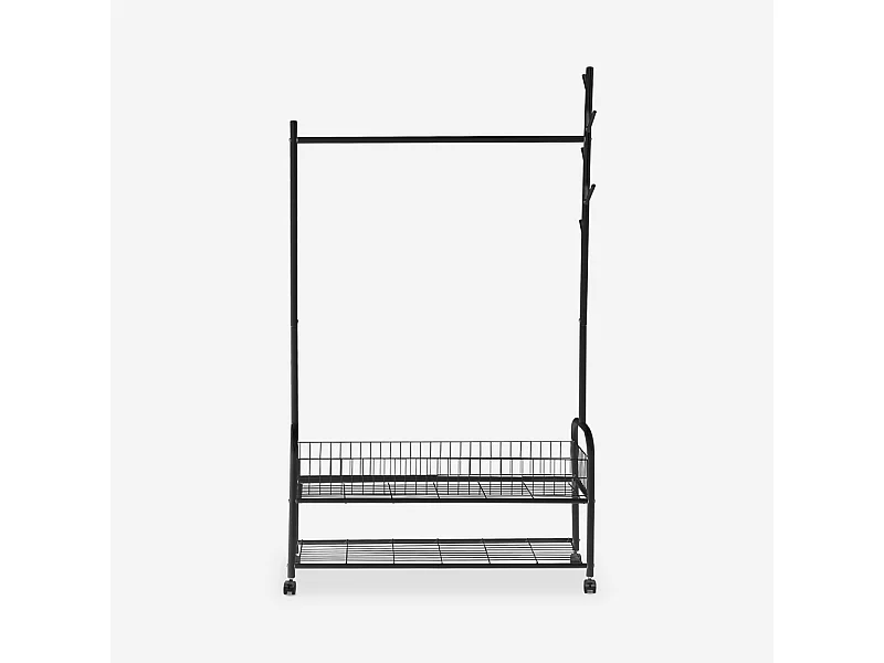 Stand carrello appendiabiti con ruote attaccapanni in metallo Lamy Plus - Nero