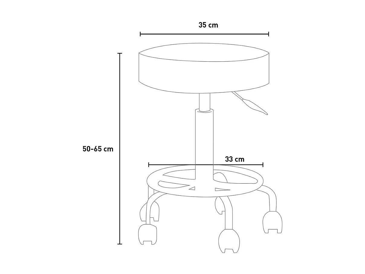 Ergonomischer Hocker drehbar gepolstert verstellbar Kosmetik Senzu. - Schwarz