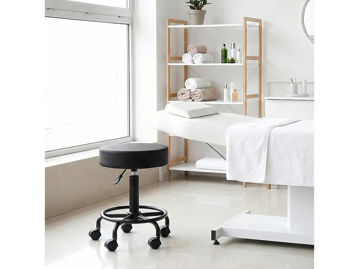 Ergonomischer Hocker drehbar gepolstert verstellbar Kosmetik Senzu. - Schwarz