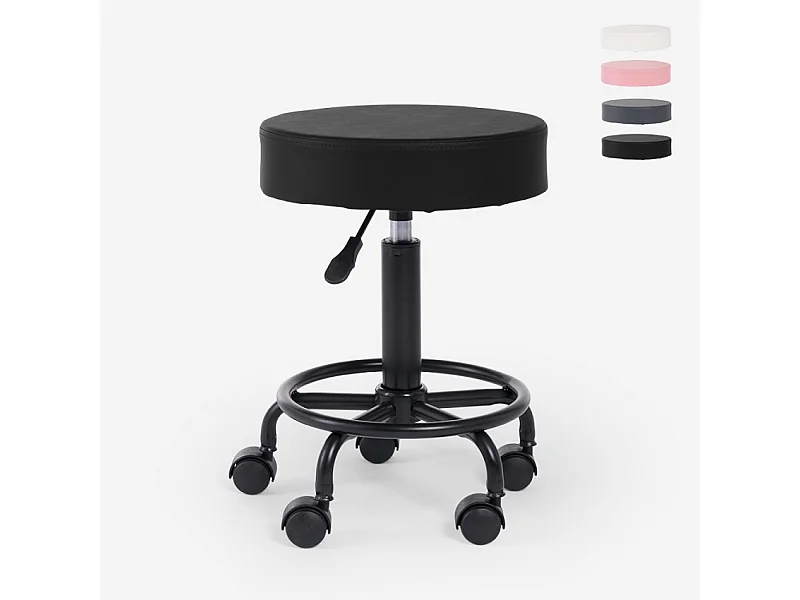 Ergonomischer Hocker drehbar gepolstert verstellbar Kosmetik Senzu. - Schwarz